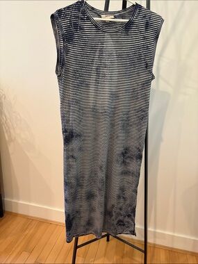 rag & bone Navy and White Striped Sleeveless Midi Dress